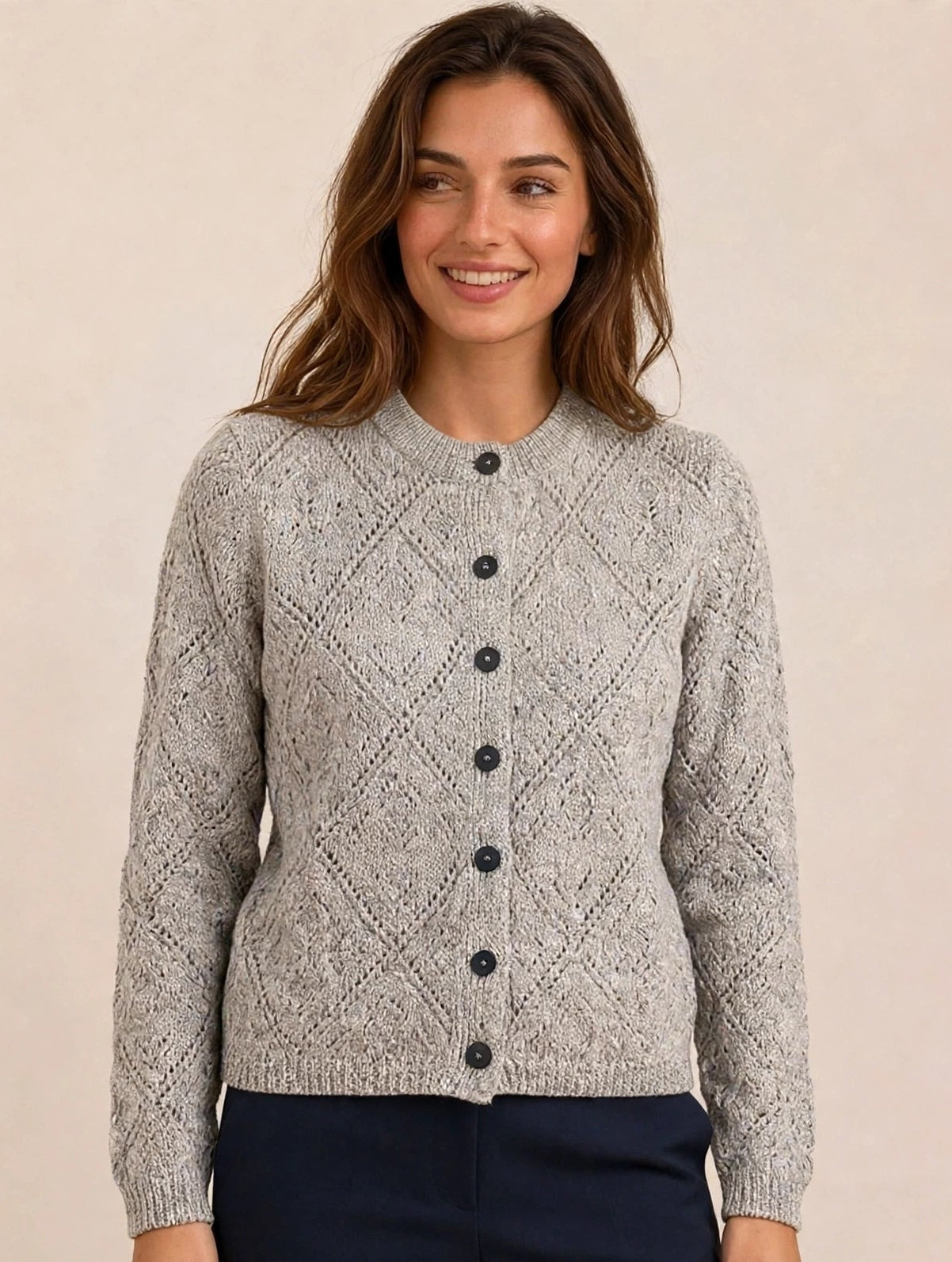 SACO CALADO ALGODÓN GRIS CLARO - ART 5619
