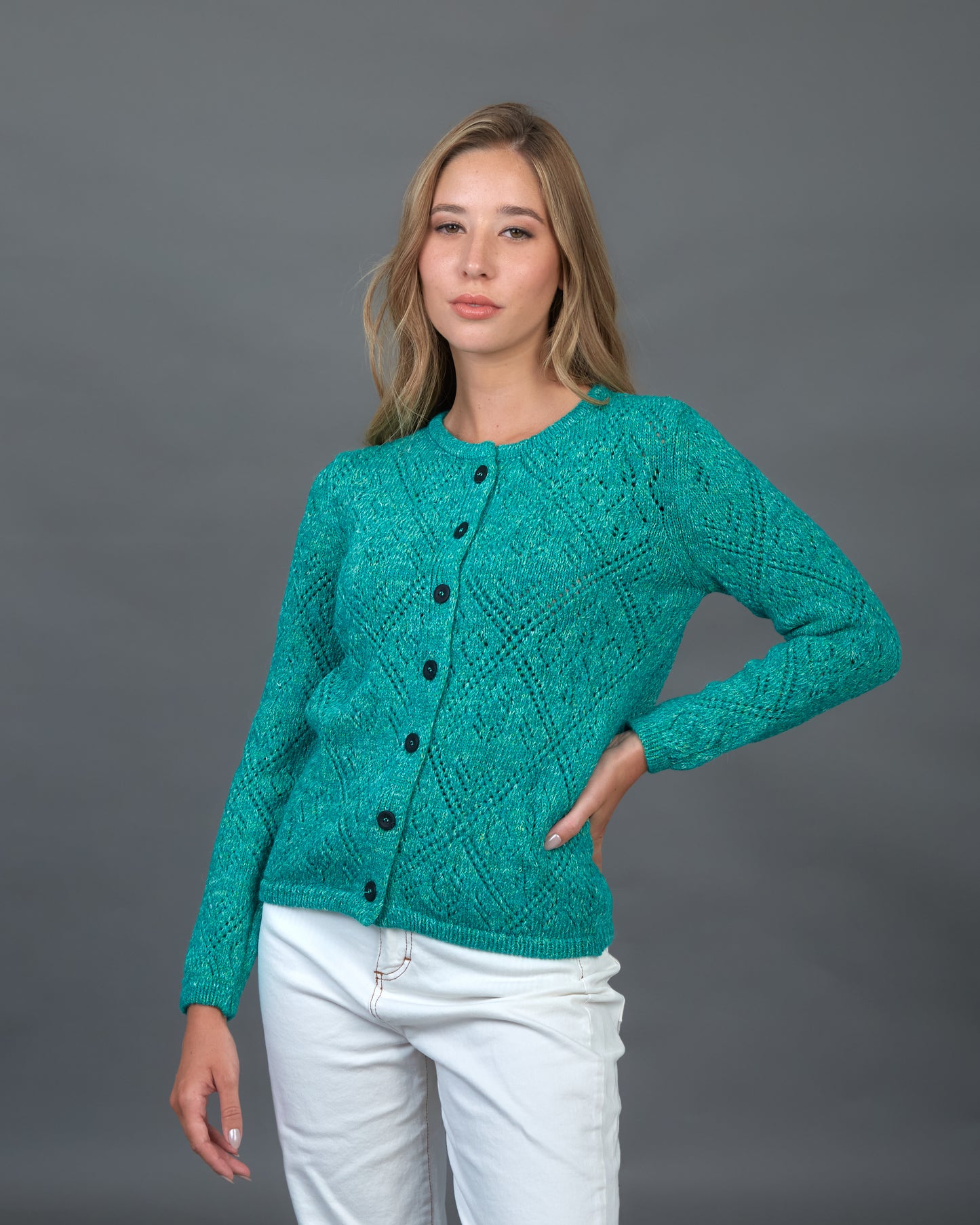 SACO CALADO ALGODÓN VERDE - ART.5619