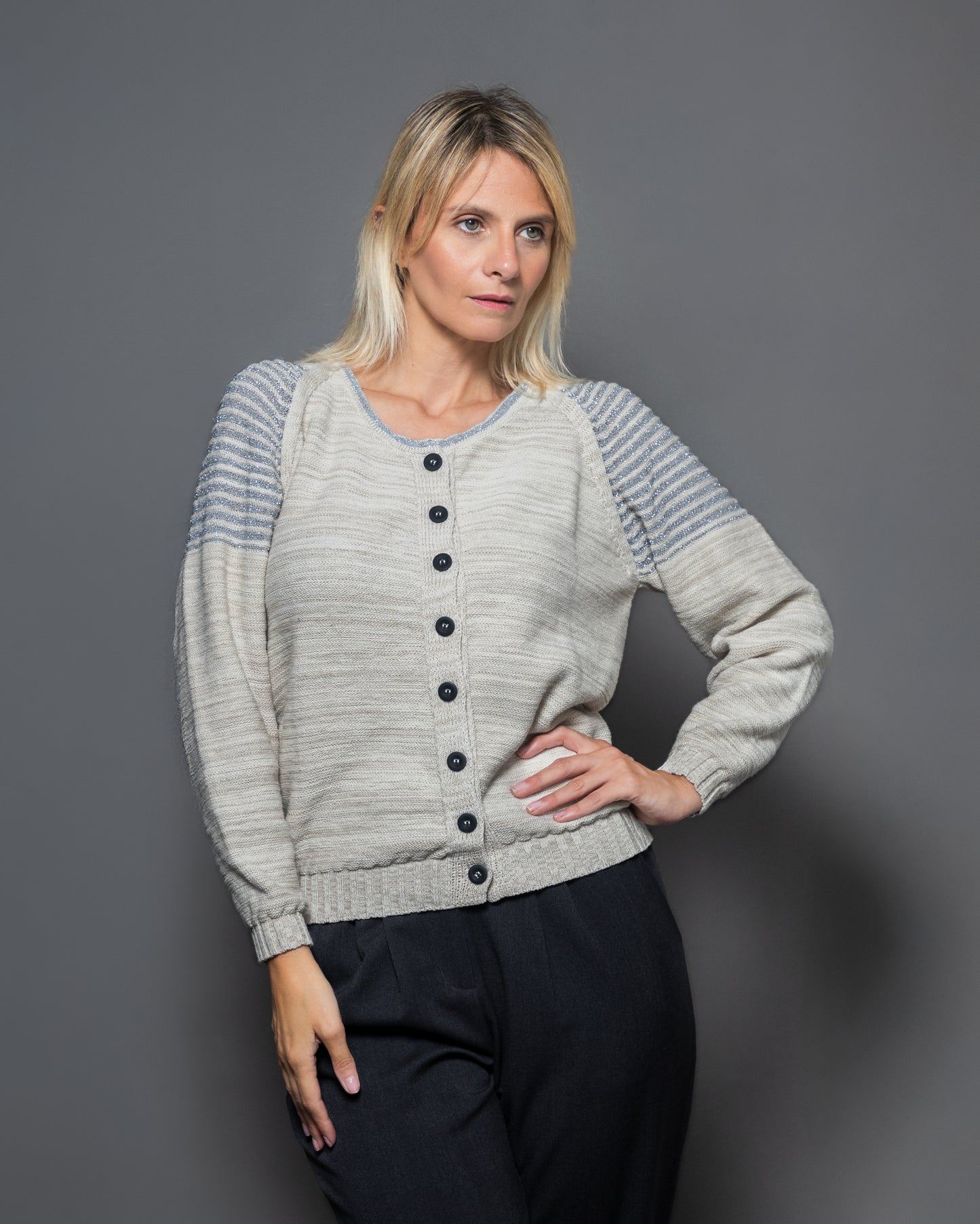 CARDIGAN ALGODÓN LUREX PLATEADO - ART.7981