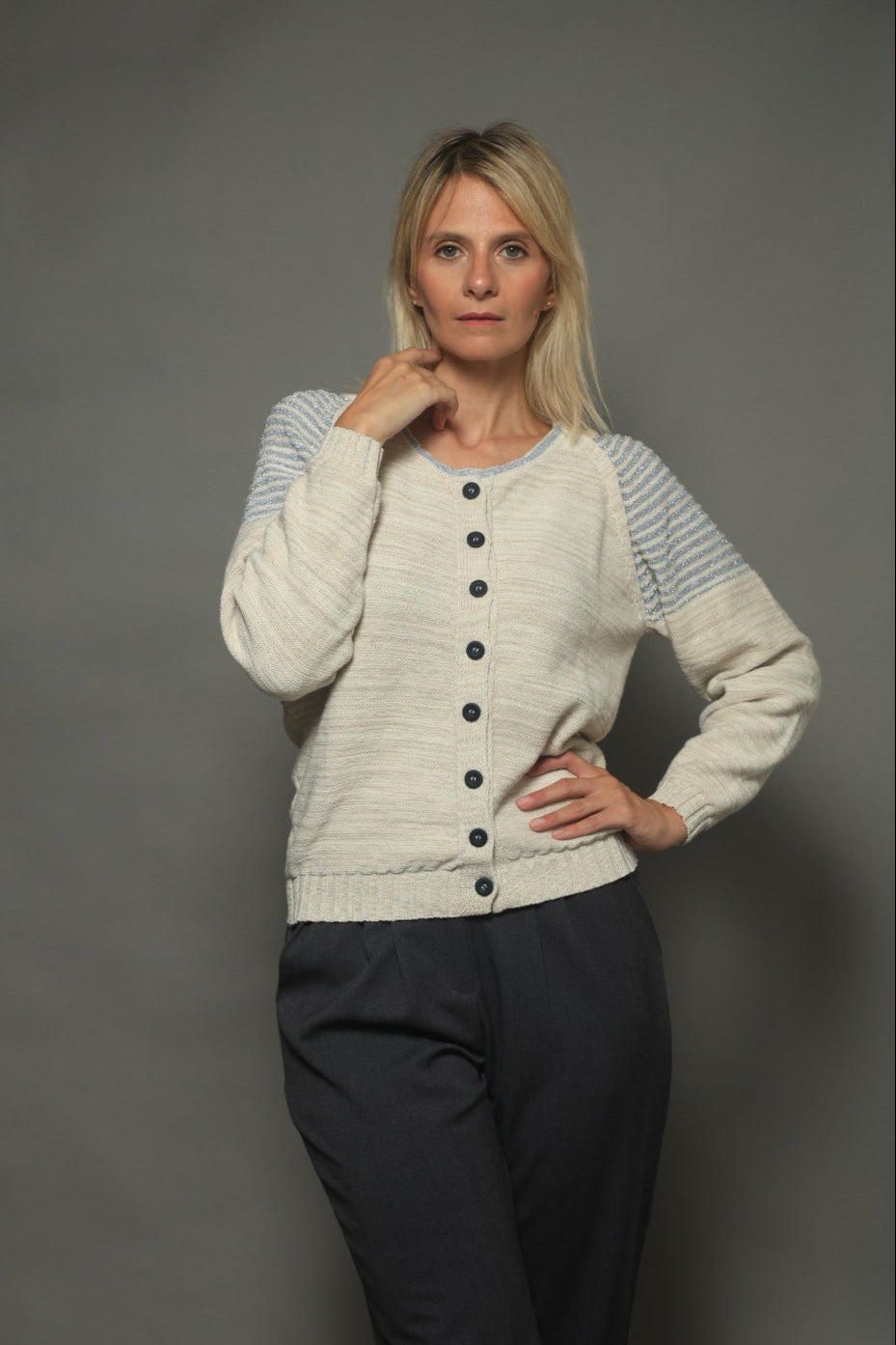 CARDIGAN ALGODÓN LUREX PLATEADO - ART.7981