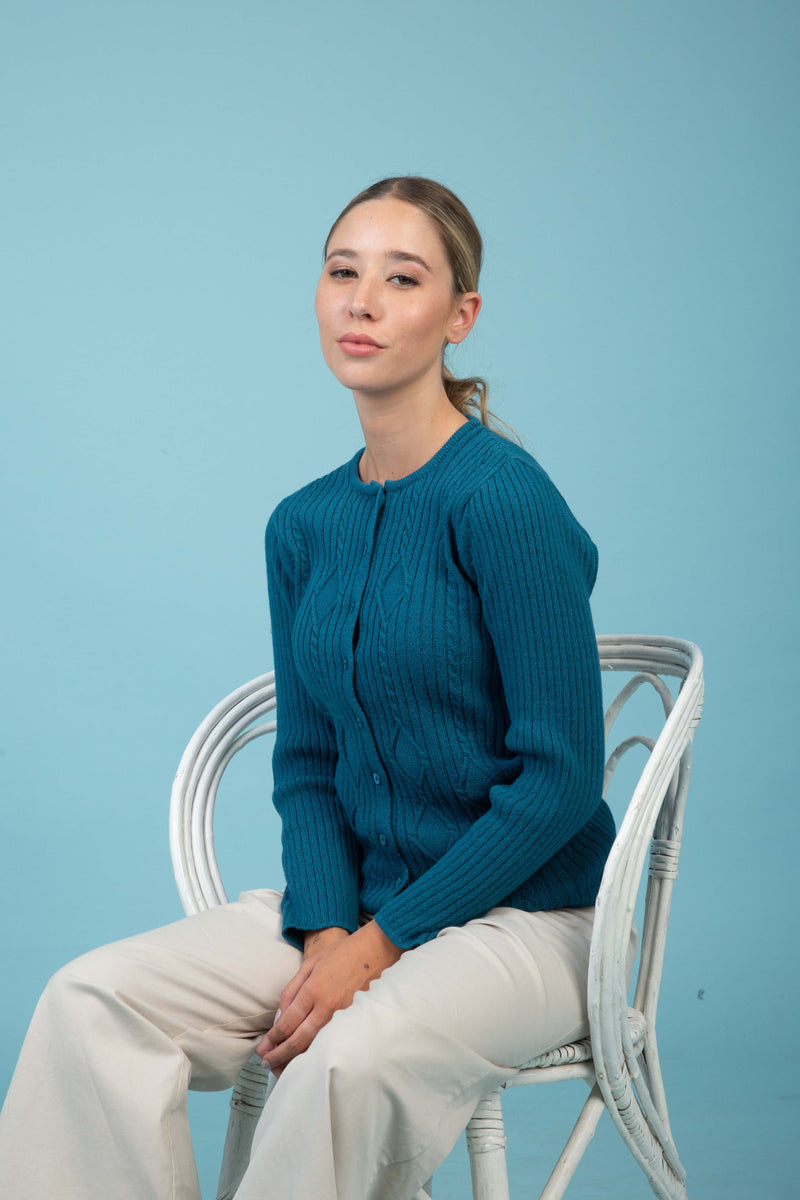 CARDIGAN ALGODÓN PETROLEO - ART.7985