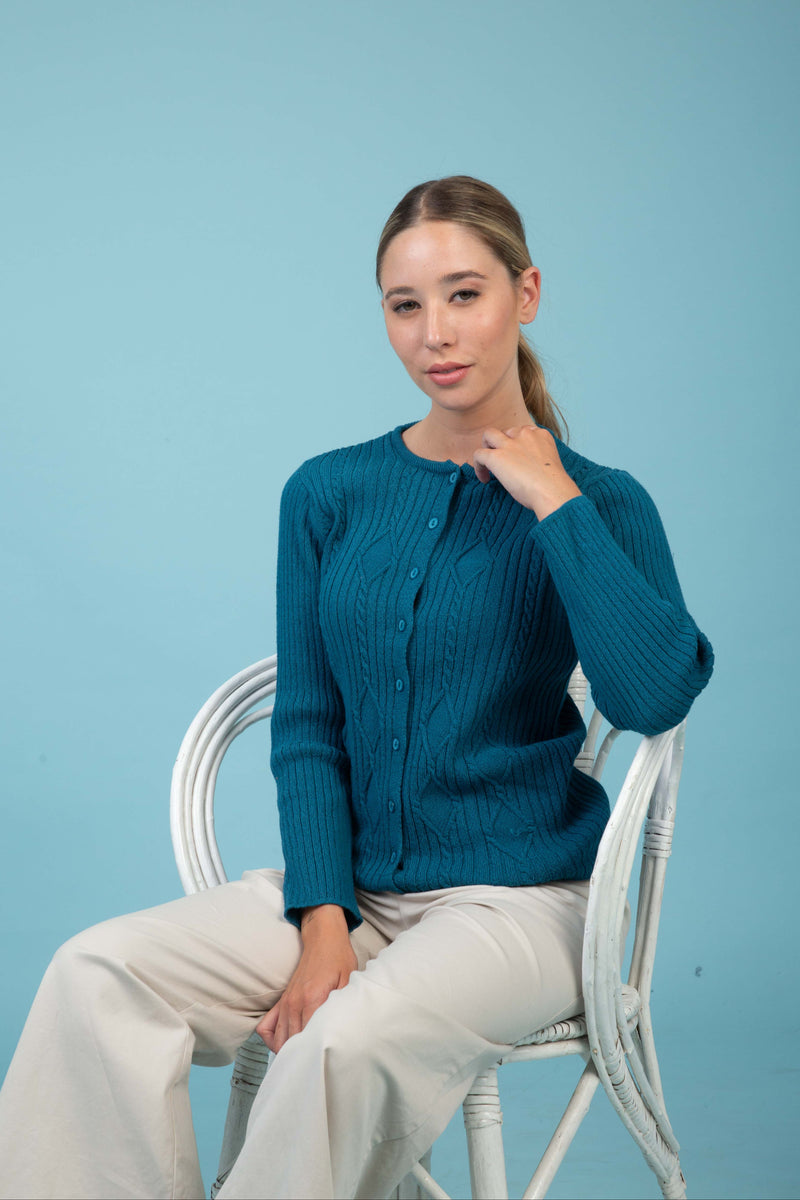 CARDIGAN ALGODÓN PETROLEO - ART.7985