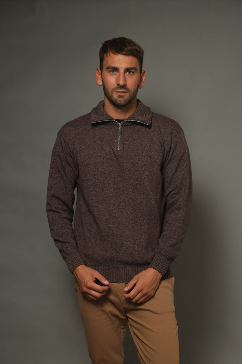 POLERA CON CIERRE ALGODÓN CHOCOLATE - ART.4975