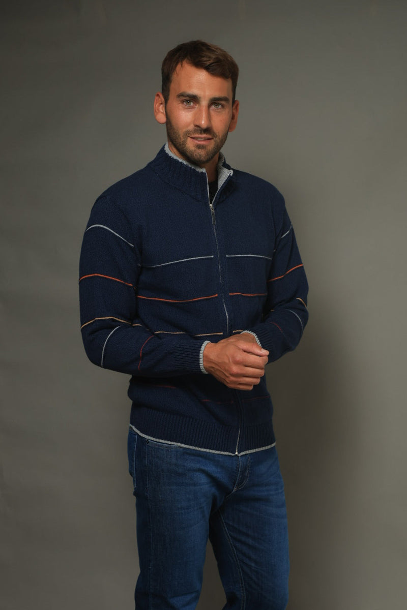 CAMPERA C/CIERRE RAYAS LINKS AZUL (ART. V142)