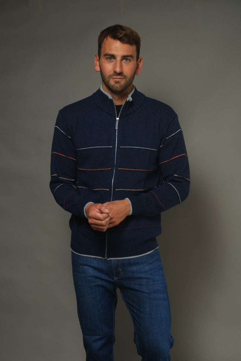 CAMPERA C/CIERRE RAYAS LINKS AZUL (ART. V142)