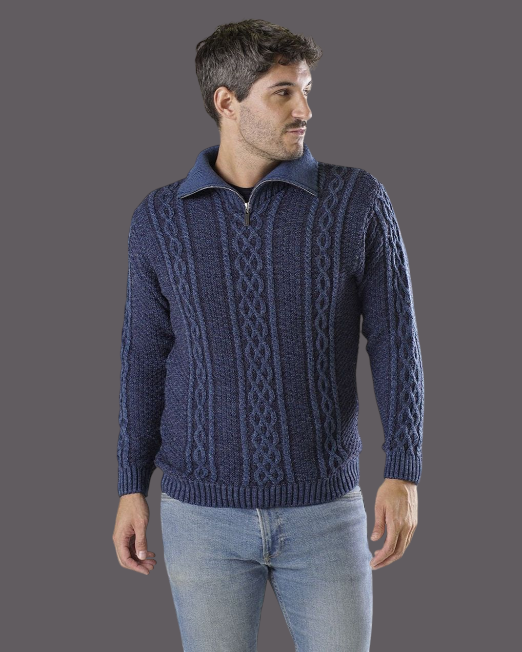 POLERA CON CIERRE LANA AZUL - ART. 1603