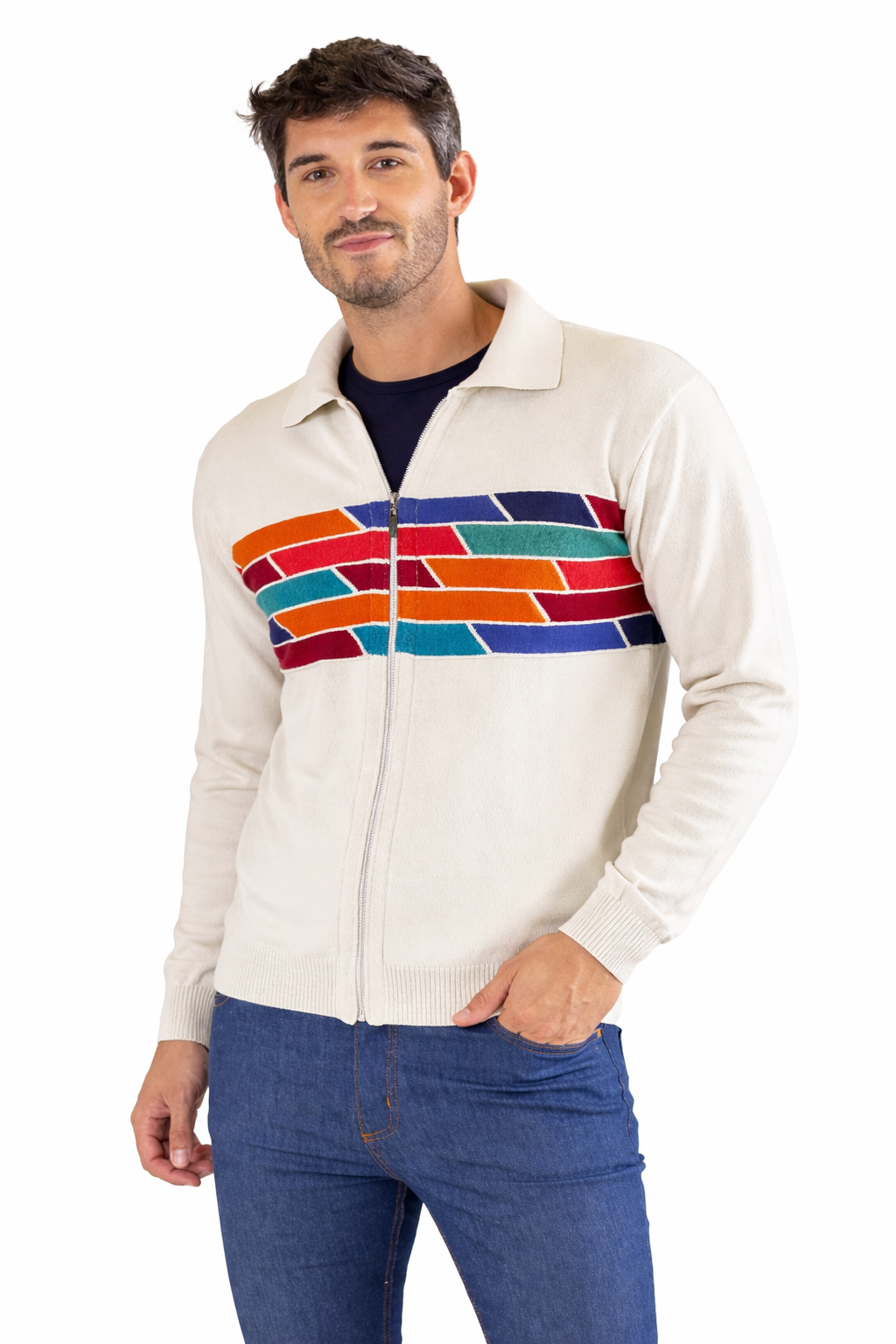 CAMPERA CON CIERRE CRUDA CON DETALLE ALGODÓN - ART. 4754