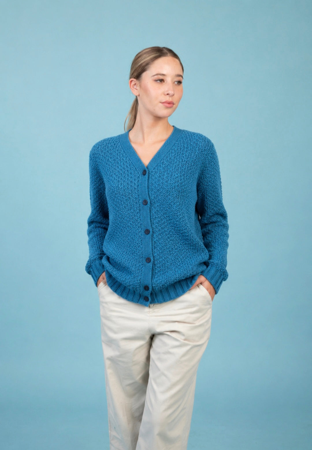 CARDIGAN CON BOTONES PETROLEO ART. 7999