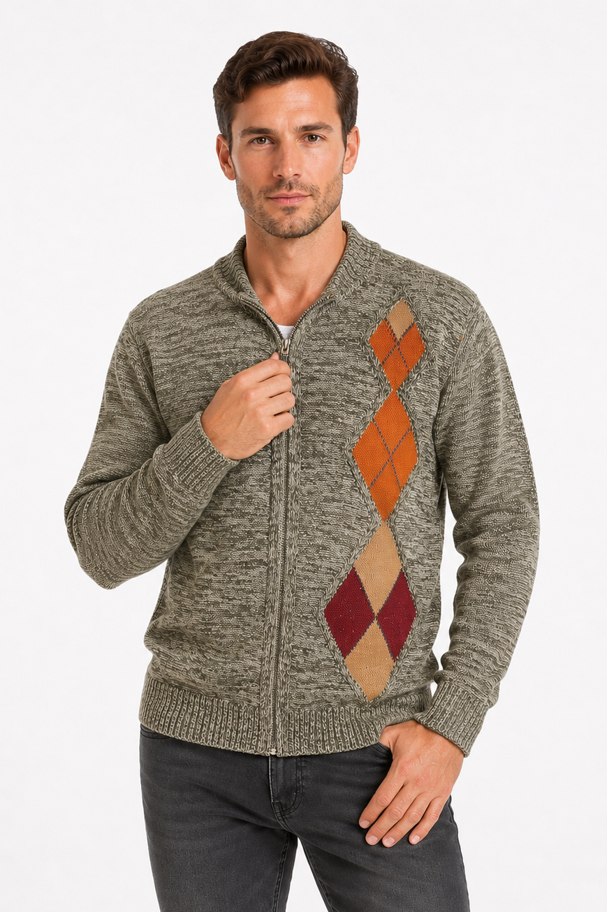 CAMPERA CON CIERRE ROMBOS VERDE MOLINE ART 4906