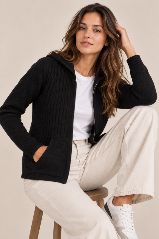 CAMPERA CAPUCHA ALGODÓN NEGRA ART 7793