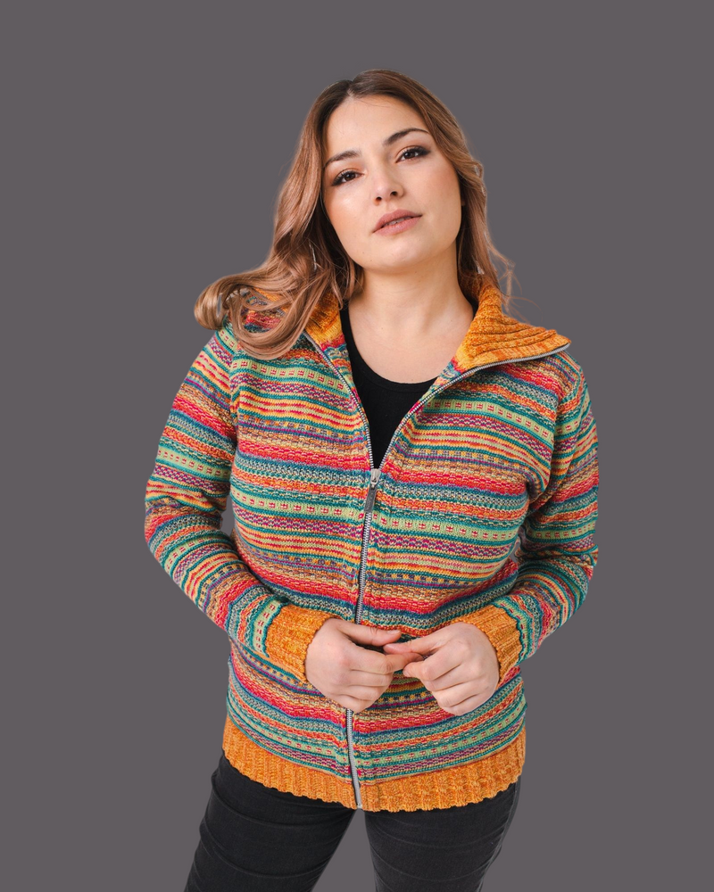CAMPERA CON CIERRE JACQUARD MULTICOLOR (ART. i842)
