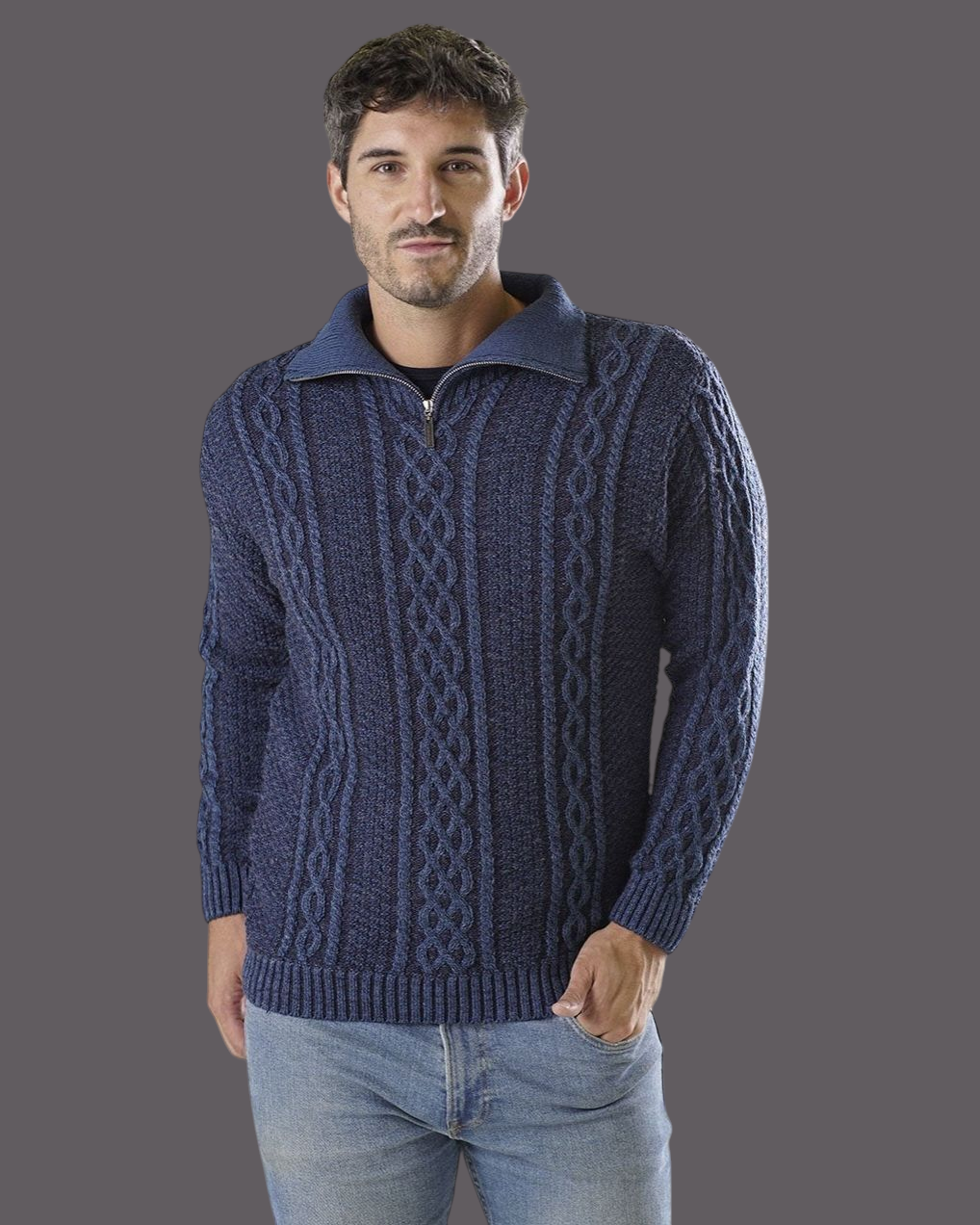 POLERA CON CIERRE LANA AZUL - ART. 1603
