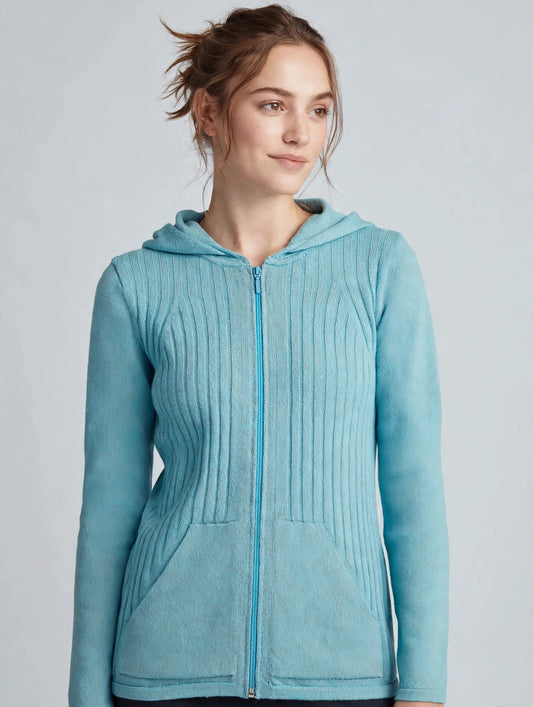 CAMPERA CAPUCHA Y BOLSILLOS TURQUESA ART 7793