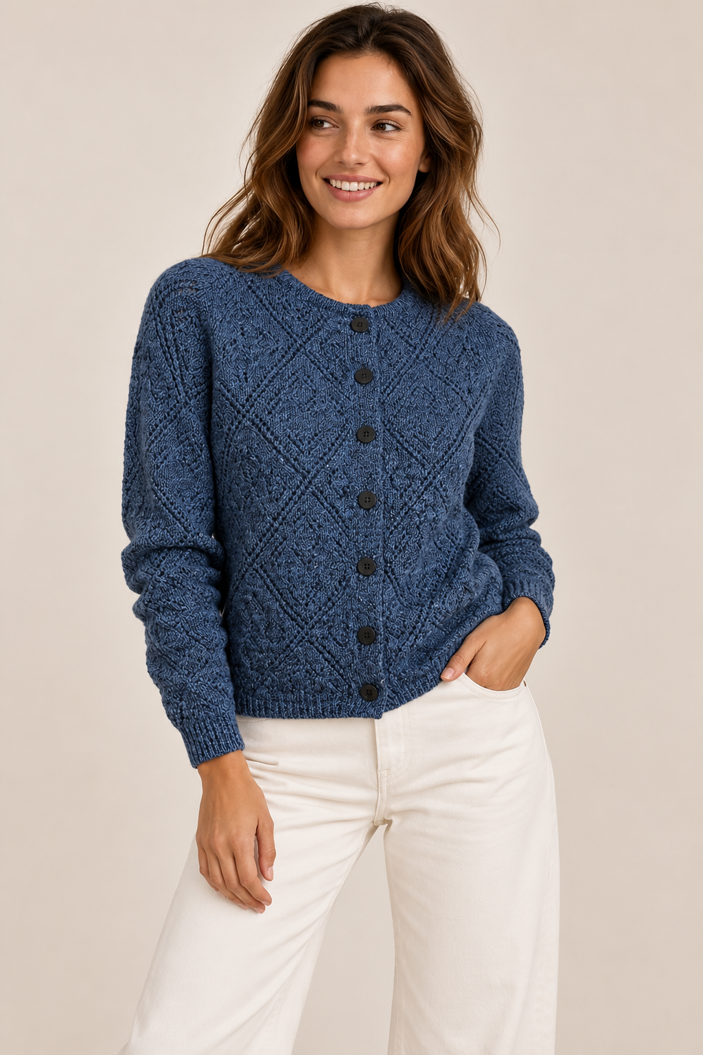 SACO CALADO ALGODÓN AZUL - ART 5619