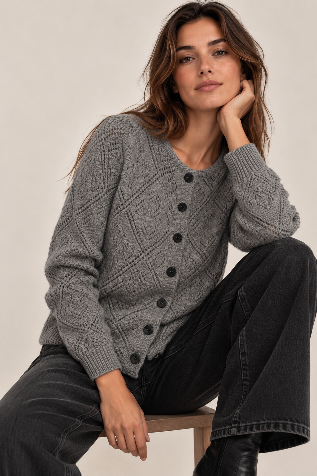 SACO CALADO ALGODÓN GRIS - ART 5619