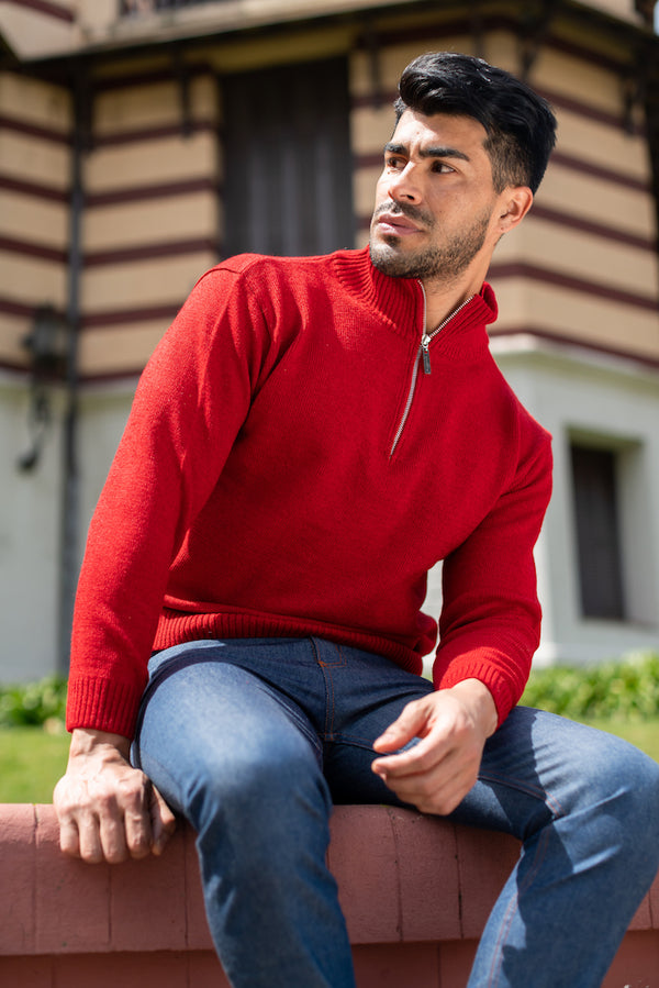 POLERA MEDIO CIERRE ROJA (ART. 4955)