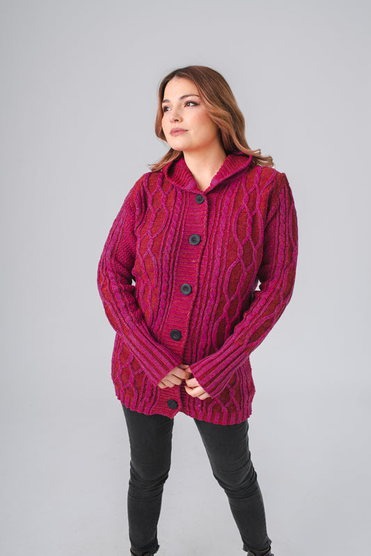 SACÓN CAPUCHA LANA FUCSIA - 7204