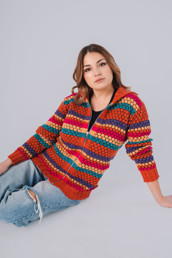 CAMPERA CON CIERRE LADRILLO (ART. 7723)